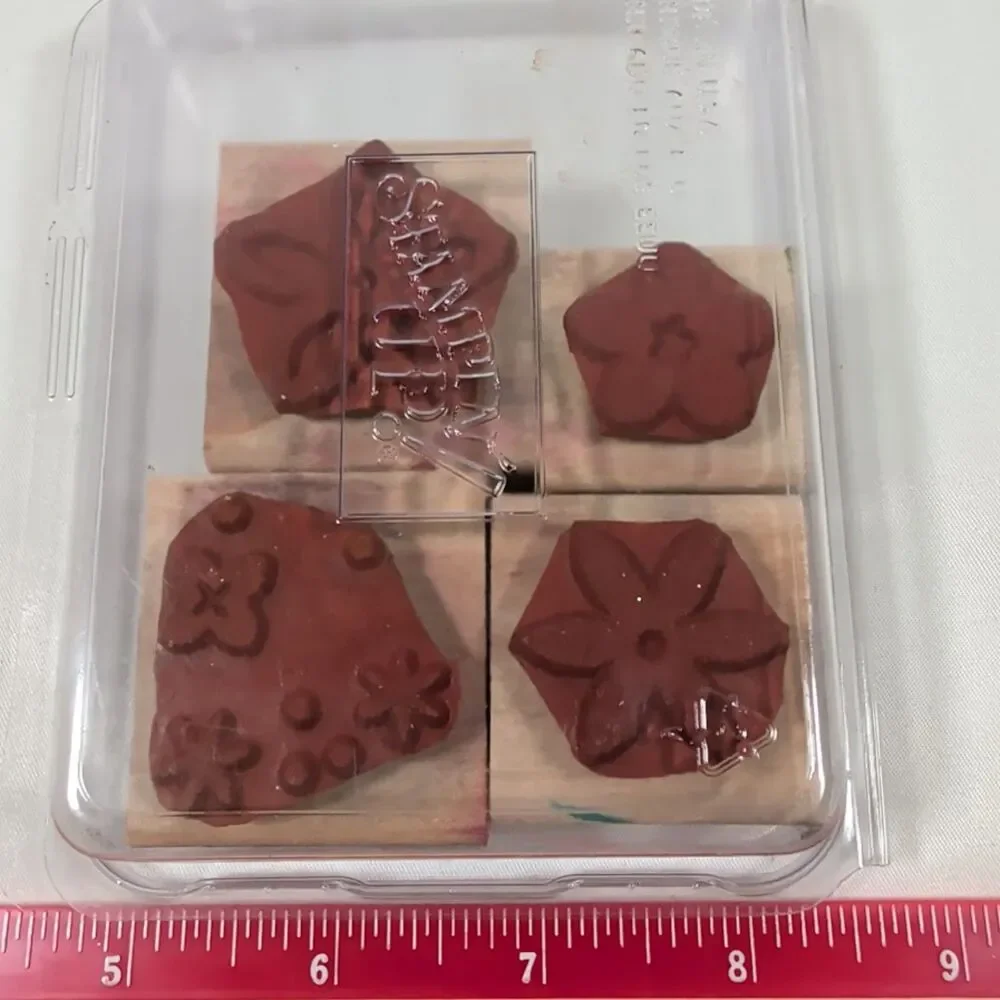 Lot #17 Stampin' Up Floral Rubber Stamps Flowers Background Set of 4 Wood Mount